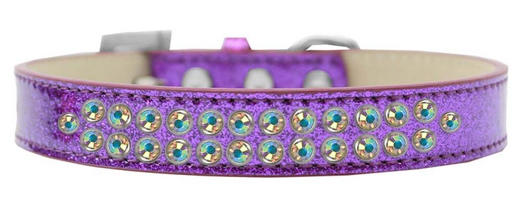 Two Row AB Crystal Size 12 Purple Ice Cream Dog Collar